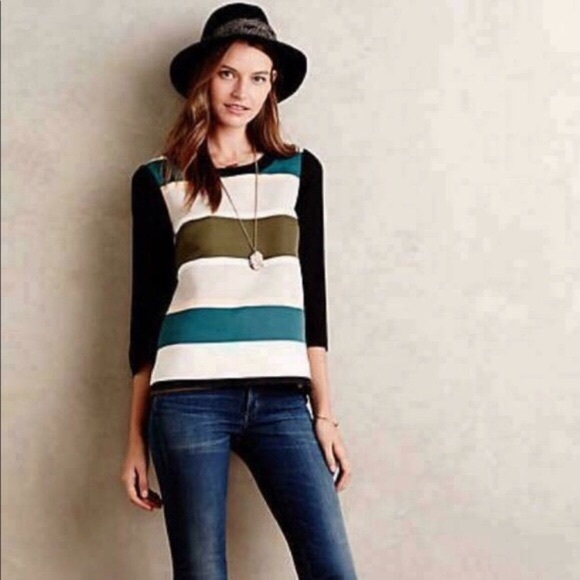 TRoubador Rugby Stripe Blouse Zip Back 6 - Picture 6 of 8